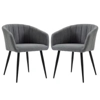 Set 2 Sedie Imbottite Moderne con Rivestimento in Tessuto per Soggiorno e Salotto, Grigio Scuro
