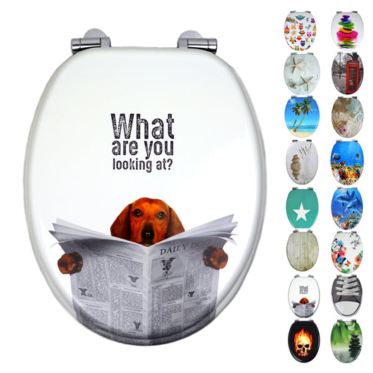 Sedile copri wc universale frizionato fantasia mdf chiusura rallentata *** fantasia daily dog, confezione 1