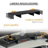 Supporto Monitor in MDF con Lunghezza e Angolazione Regolabile, 80-117x23.5x10 cm, Nero