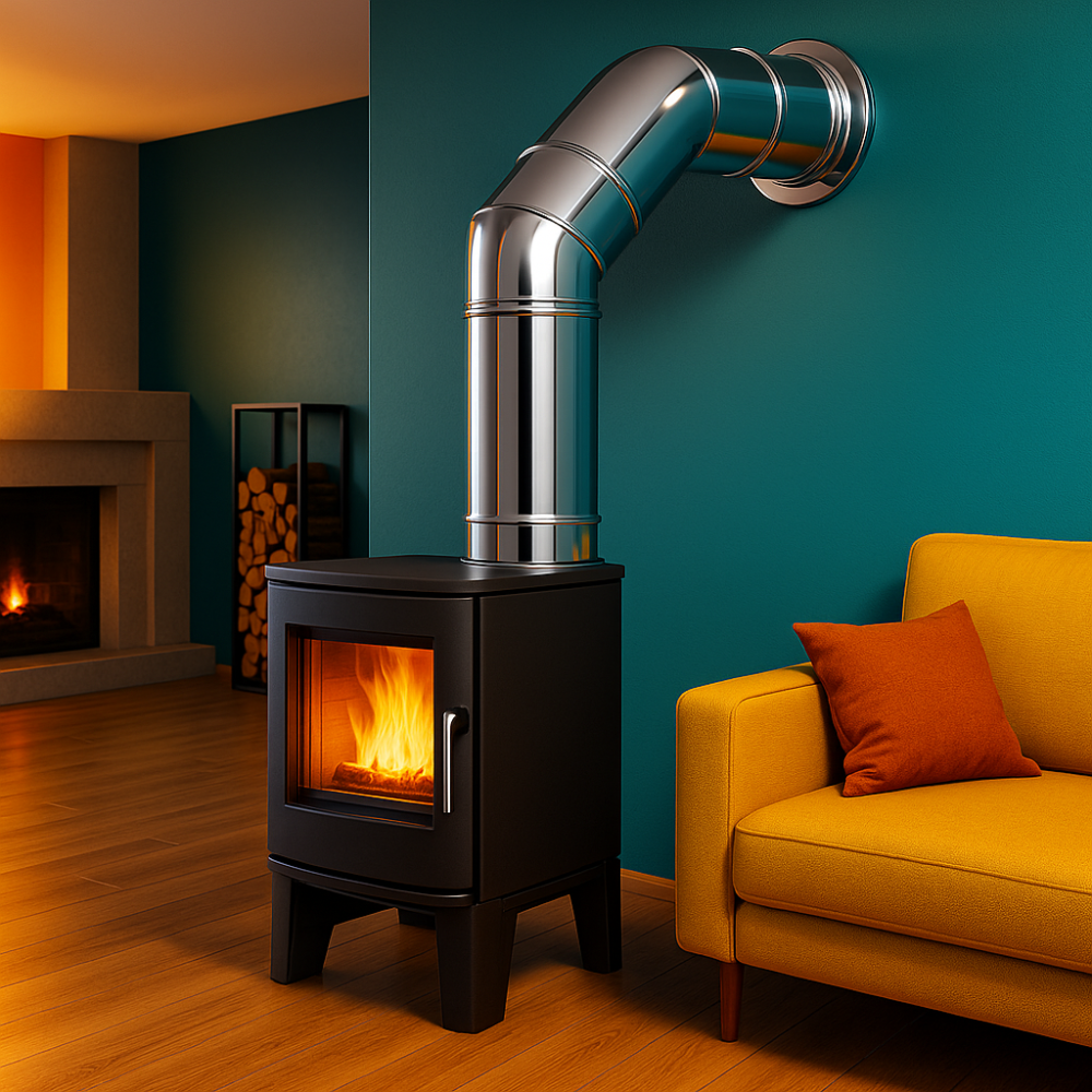 Curva 90° acciaio inox Ø 200/250 mm spessore 0,5 mm canna fumaria doppia parete