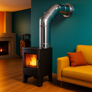 Curva 90° acciaio inox Ø 200/250 mm spessore 0,5 mm canna fumaria doppia parete