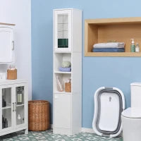 Mobile Colonna Bagno Armadio Alto con Ripiano Regolabile, 30 x 28 x 170 cm, Bianco