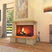 Camino londra rivestimento marmo pietra focolare refrattario ds90 aperto a sx