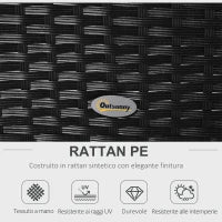 Divano da Esterno in Rattan, Set 5 Pezzi con Pouf, Salottino per il Giardino Nero e Bianco 96cmx 68cmx 65cm