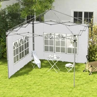 Pareti per Gazebo 3x3 o 3x4 con Finestrelle Incluse, in Plastica e Tessuto Oxford, 295x195 cm, Bianco