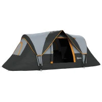 Tenda da campeggio per 5-6 persone, Tenda familiare, Borsa per il trasporto, 4,55x2,2x1,8m, Grigio Chiaro/Nero