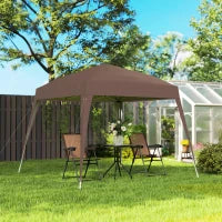 Gazebo Pieghevole da Giardino 2.4x2.4m con Struttura in Acciaio e Corde Antivento, Caffè