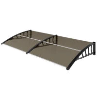 Pensilina da Esterno per Finestre e Porte, in Policarbonato e Alluminio, 200x96x27cm, Marrone