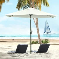 Ombrellone da Giardino Inclinabile 2.3x2.2m con Manovella, Palo in Metallo e 6 Stecche, Crema