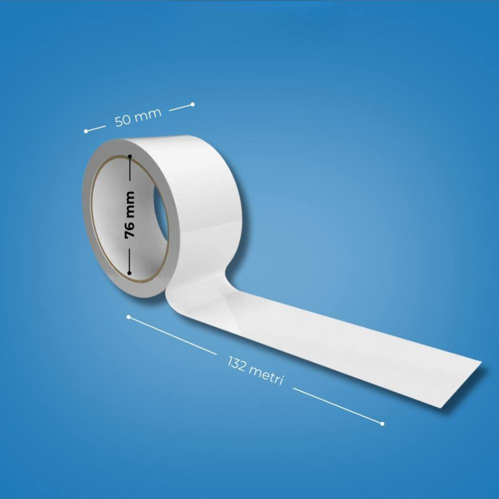Nastro adesivo silenzioso bianco 50x132m per imballaggio professionale