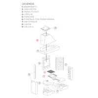 Camino a legna prefabbricato focolare refrattario aperto a vista m130ref calore
