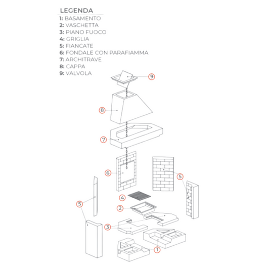 Camino a legna prefabbricato focolare refrattario aperto a vista m130ref calore