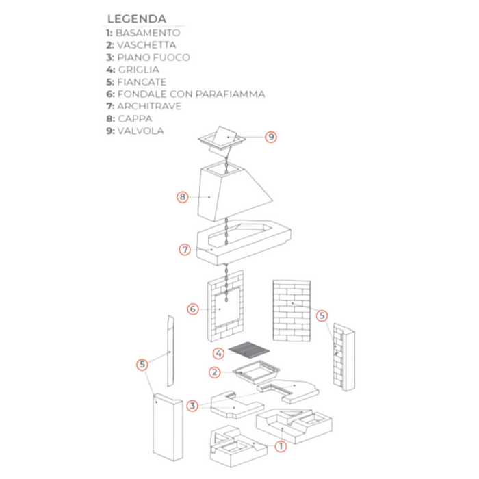 Camino a legna prefabbricato focolare refrattario aperto a vista m130ref calore