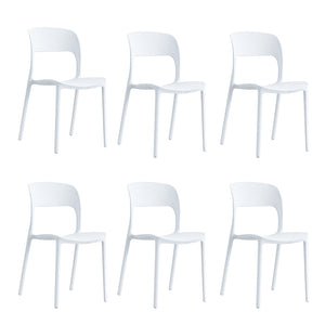 SEDIE IN POLIPROPILENE IMPILABILI 56x48x83cm BIANCHE INTERNO-ESTERNO 6PZ MEB