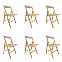 SEDIA IN LEGNO PIEGHEVOLE SEDUTA 7 STECCHE COLORE LEGNO NATURALE VERNICIATA - SET 6 SEDIE 6130590-6PZ