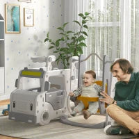 Set Scivolo per Bambini 18-48 Mesi con Altalena, Macchinina e Canestro, 201x151x87.5cm, Bianco