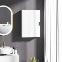 kleanking Armadietto Bagno a Muro con Anta Decorata, Maniglia Dorata e Ripiani Regolabili, 40x15x60 cm, Bianco