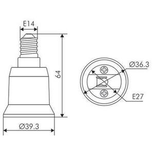 Adattatore portalampada da attacco e14 a attacco e27 plastica ip20