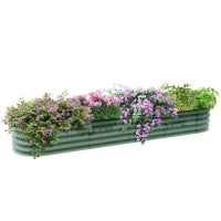Fioriera Rialzata da Giardino in Acciaio Modulabile per Verdure, Piante, Fiori, 240 x 62 x 30cm, Verde
