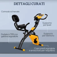 Cyclette Pieghevole con Resistenza Magnetica 8 Livelli, Sensore di Frequenza Cardiaca, Volano 2.5kg, Giallo