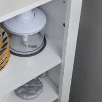 Armadio da Archiviazione per Cucina, Mobiletto Alto per Bagno, Stile Classico con 3 Ripiani Regolabili, Altezza 120 cm, in Legno, Bianco