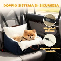 Seggiolino Auto per Cani Piccoli con Guinzaglio di Sicurezza, Sfoderabile e Lavabile, Blu