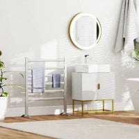 Scaldasalviette Elettrico da 140W a 6 Barre con Temperatura 45°C-55°C, in Alluminio, 69x36x90 cm, Argento