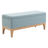 Panca Imbottita Contenitore in Tessuto con Design Scandinavo, 110x39x45Acm - Azzurro