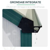 Serra da Giardino in Policarbonato 190x375x199cm, con Finestra Apribile e Porta Scorrevole, Struttura in Alluminio, Verde