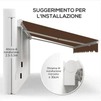 Tenda da Sole per Esterno Avvolgibile a Manovella in Metallo e Alluminio, 4x2.5m, Rosso Ruggine