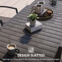 Tavolo da Giardino Allungabile per 4-6 Persone con Piano a Doghe, in Alluminio, 81/162x80x75 cm, Grigio