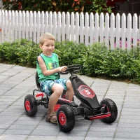 Go Kart a Pedali per Bambini da 5-12 Anni con Sedile Regolabile e Ruote in Gonfiabili, Rosso