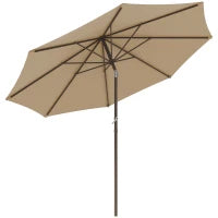 Ombrellone da Giardino Ø 2,63 m in Metallo Rotondo, Poliestere 180g/m², Manovella, Inclinabile, Beige