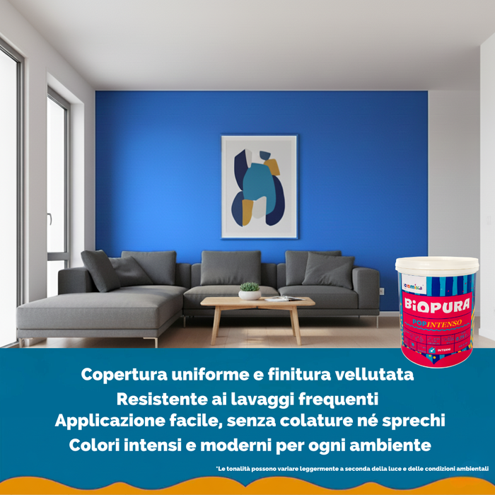 Pittura murale super lavabile coprente per interni popintenso *** formato 0,750 lt, colore- blu splash, confezione 1