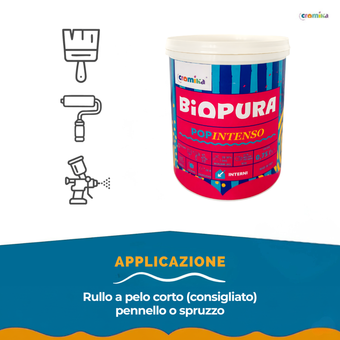 Pittura murale super lavabile coprente per interni popintenso *** formato 0,750 lt, colore- blu splash, confezione 1