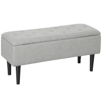 Panca Contenitore Pieghevole Capacità 47 L 95x38x45 cm Rivestito in Peluche Piede del Letto per Soggiorno Camera da Letto Grigio