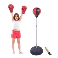 Set Punching Ball da Terra per Adolescenti con Guantoni e Pompa, Altezza Regolabile da 126-144 cm
