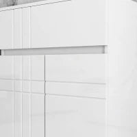 kleankin Mobiletto da Bagno su Piedi con 2 Porte e 1 Cassetto, Scaffale Regolabile, Bianco Lucido