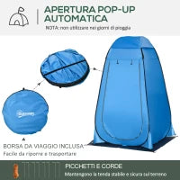 Tenda Doccia da Campeggio e Spiaggia con Porta a Cerniera e Borsa di Trasporto, 126x124x189 cm, Blu