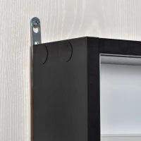 Vetrina Espositiva da Parete a 4 Ripiani Regolabili, Vetrinetta per Collezionismo, Bacheca Espositore a Muro per Oggetti da Collezione, in Vetro e Truciolato, 80x9.5x60 cm, Nero e Bianco