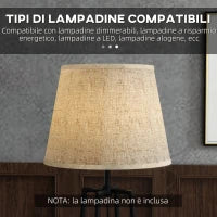 Lampada da Terra a 2 Ripiani in Metallo e MDF con Paralume in Tessuto, Ø42x166 cm, Nero e Marrone