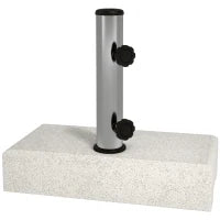 Base per Ombrellone da Giardino 25kg per Pali da Ø32mm, Ø38mm e Ø48mm, in Granito e Acciaio Inox, 45x22.5x40 cm, Grigia