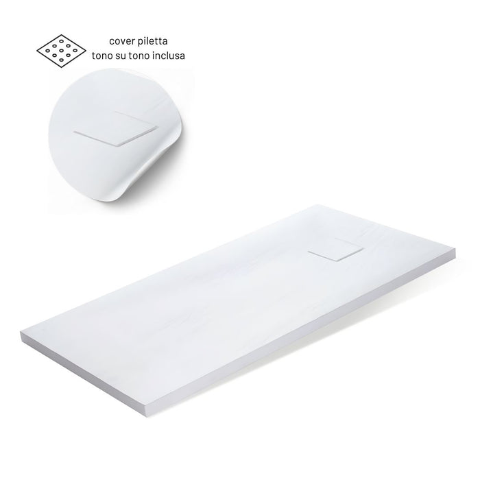 Piatto doccia bianco mineral marmo resina antiscivolo h4 cm *** misure l100 x p80 x h4 cm, confezione 1