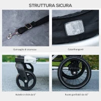 Rimorchio Bici e Passeggino per Cani 2 in 1 Pieghevole con Catarifrangenti e Bandierina, Verde