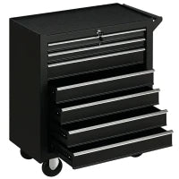 DURHAND Carrello da Officina con 7 Cassetti, Serratura con Chiavi, Ruote e Maniglia, 69x33x75cm, Nero