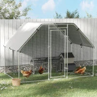 Pawhut Recinto per Galline in Metallo Galvanizzato e Tessuto Oxford con Porta con Blocco 280x193.5x195 cm