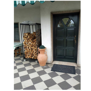 Legnaia da esterno su ruote in acciaio zincato antracite 80x80xh190 cm