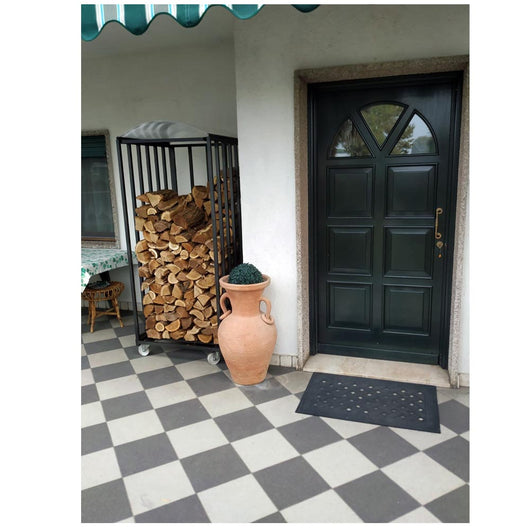 Legnaia da esterno su ruote in acciaio zincato antracite 80x80xh190 cm