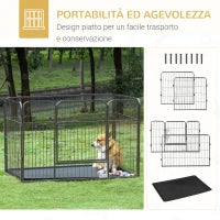 Box per Cani in Metallo con Porta e Vassoio sul Fondo, 125x78x80cm, Grigio