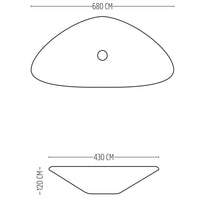 Lavabo da appoggio ceramica bianco triangolare arredo bagno 68x47,5x12,5 cm